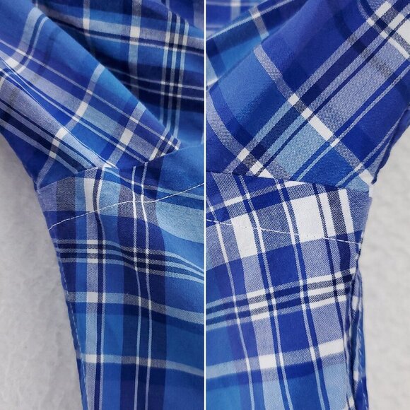 Ralph Lauren Slim Fit Shirt Pony Plaid Button Down Stretch Blue 17 1/2 Men's XL - Picture 9 of 13